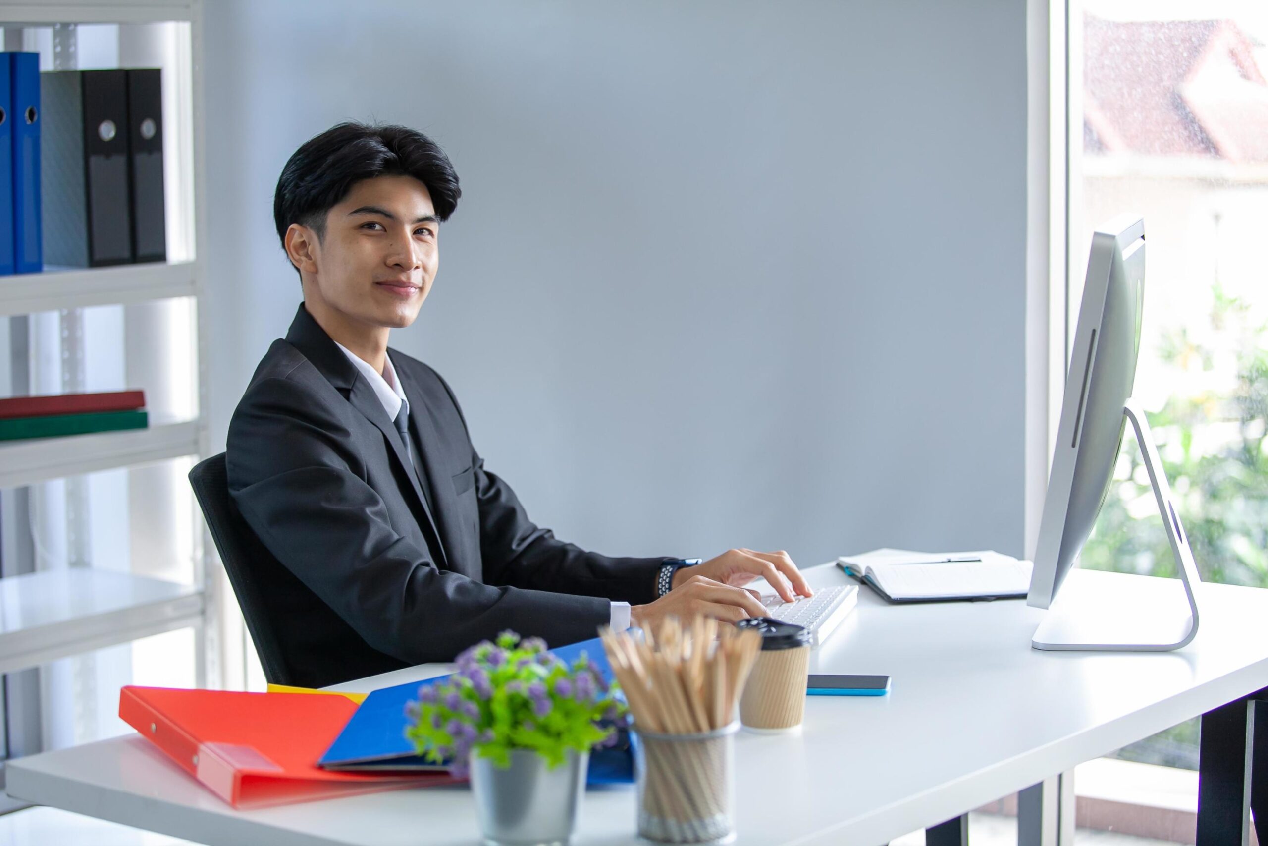Professional working on computer